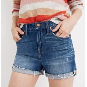 MADEWELL Cutoff High-Rise Denim Jean Shorts in Glenoaks Wash